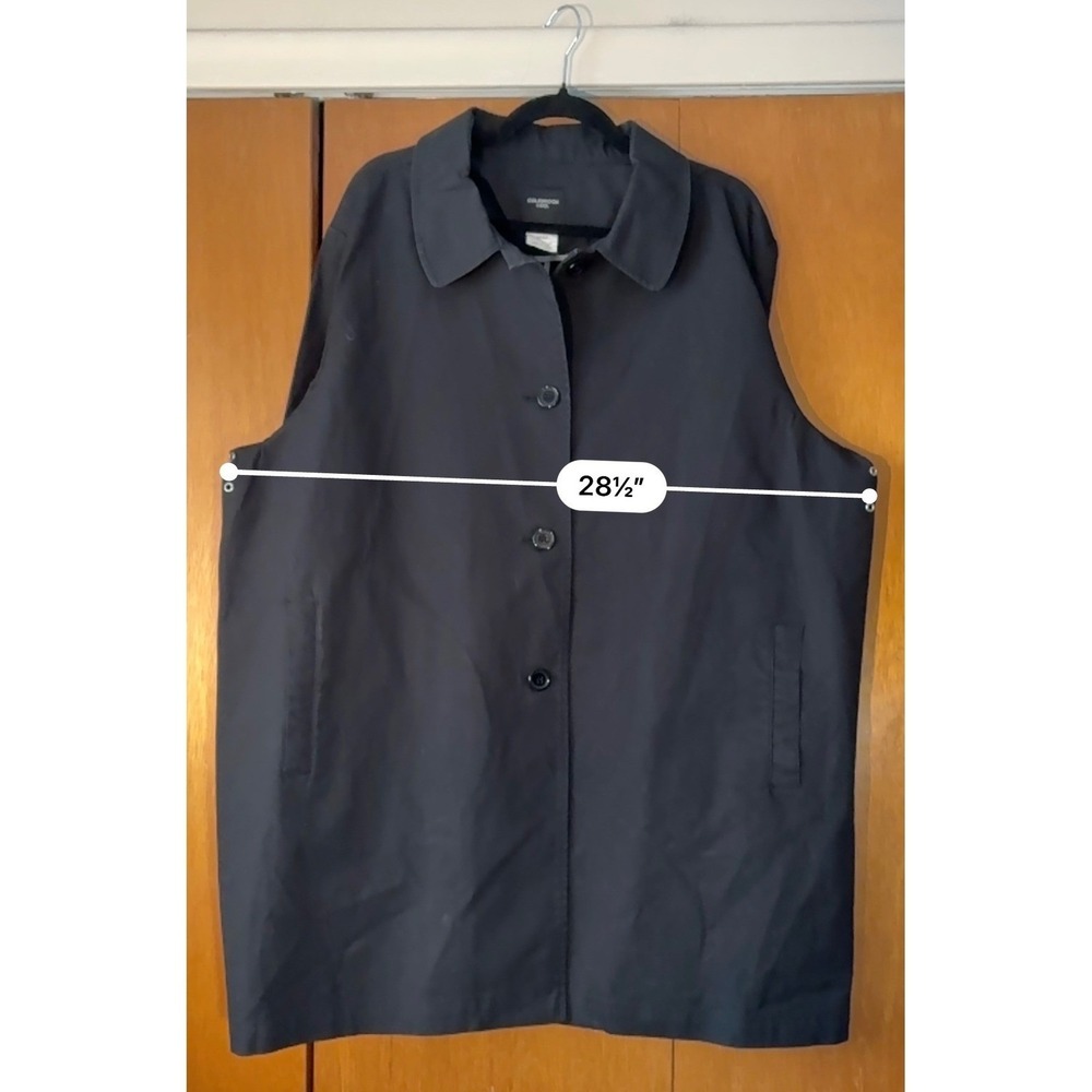 Colebrook & Co Outerwear Womens Black Button Front Lightweight Coat Sz 22/24 - Picture 9 of 9